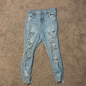 American Eagle Outfitters Light Blue Ripped Skinny Jeans